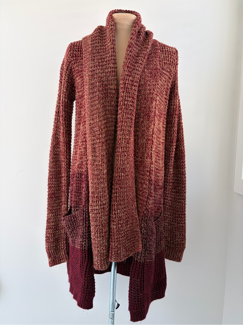 Attitude by Jay Manuel Chunky Knit Cardigan – Rust Colour Longline | Size M